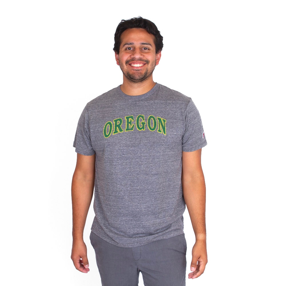 Arched Oregon, League, Grey, Crew Neck, Tri-blend, Men, Unisex, Victory Falls, T-Shirt, 838052